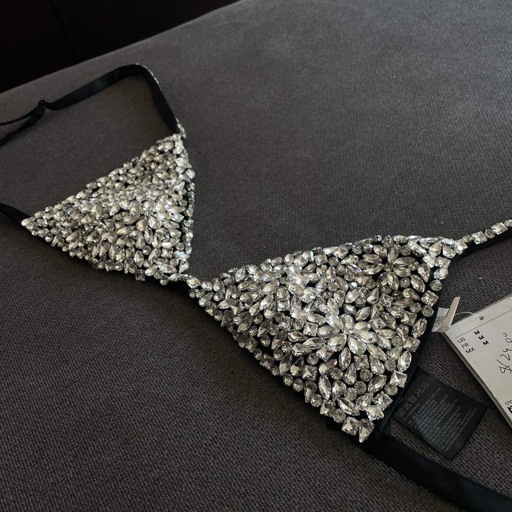 Zara Sparkling Silver Crystal Bralette